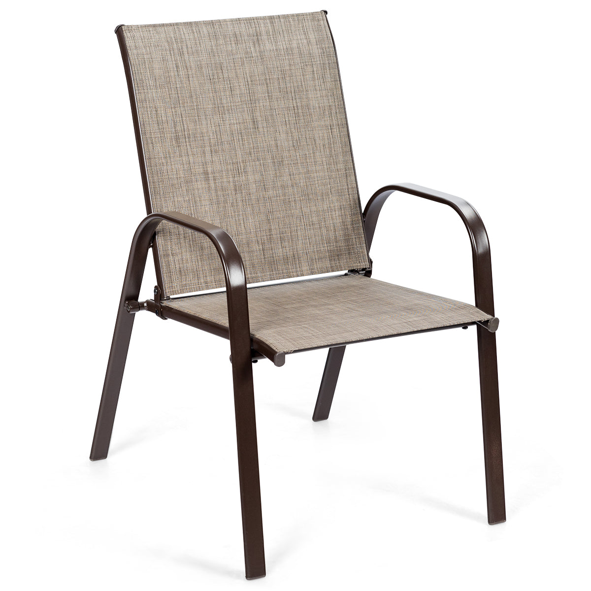 2 Piece Patio Outdoor Camping Chairs Set with Breathable Fabric-Black