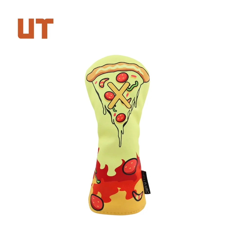 Pizza Golf Club Headcover Driver Fairway Hybrid Head Cover PU Leather Lined