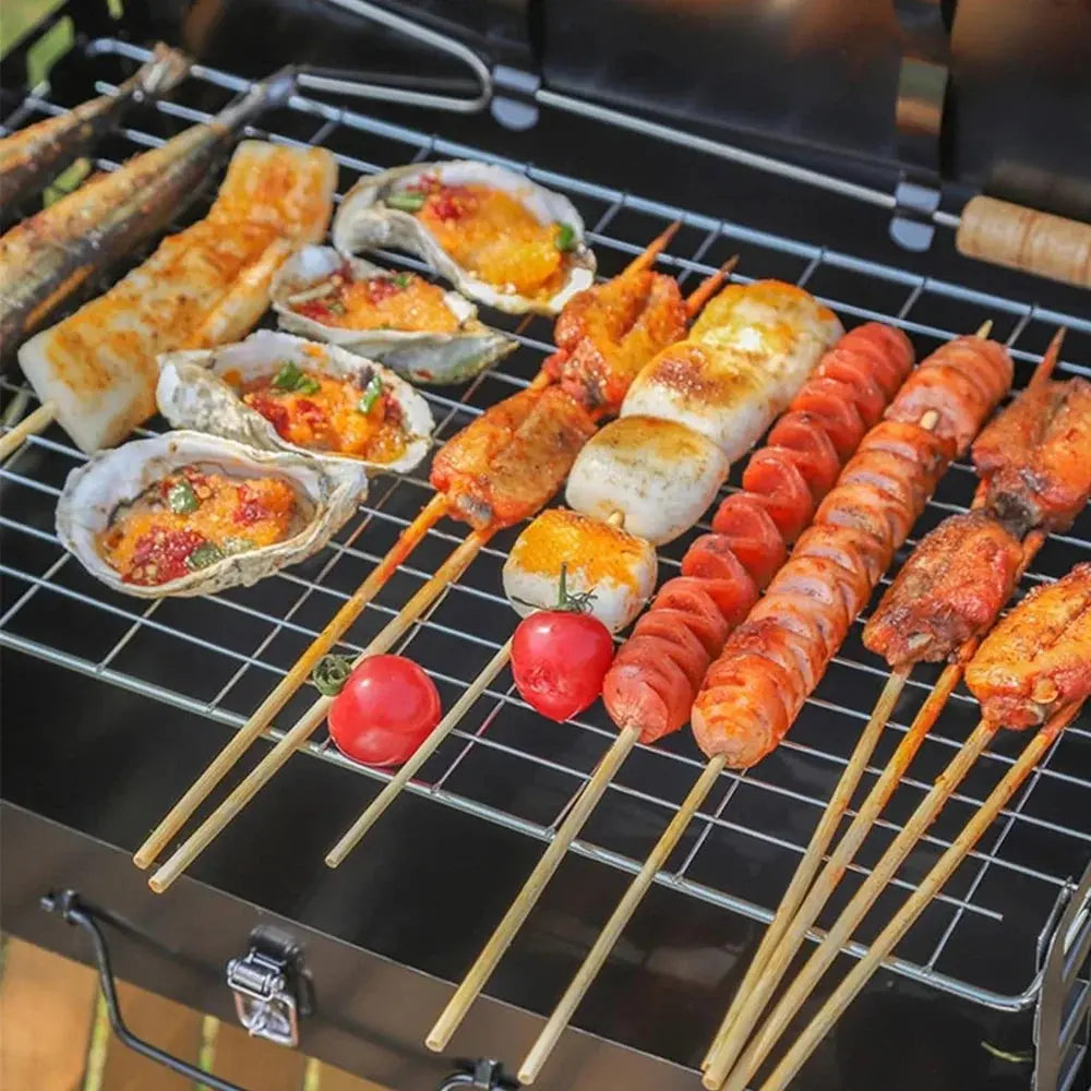 Portable Folding Charcoal BBQ Grill – Mini Barbecue Oven for Outdoor Cooking, Camping, Picnic & Beach