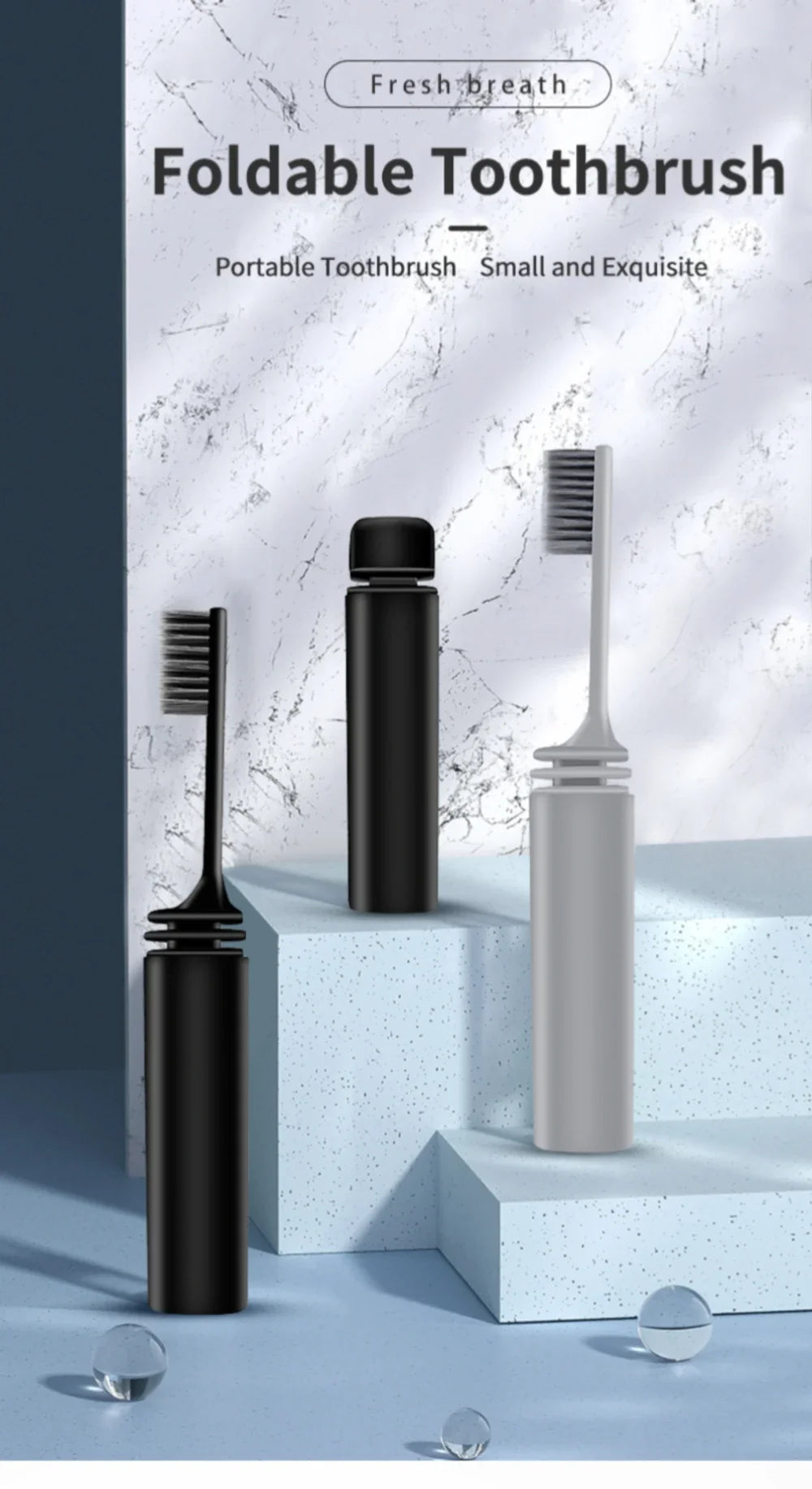 Portable Folding Travel Toothbrush for Adults - Compact Tooth Brush for Travel and Daily Use