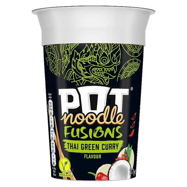 Pot Noodle Fusions Instant Snack Thai Green Curry 117 g (Case of 8)