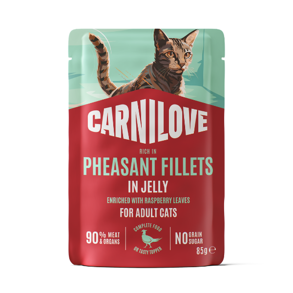 Carnilove Jelly Pheasant with Raspberry Leaves Cat Pouch 24 x 85g