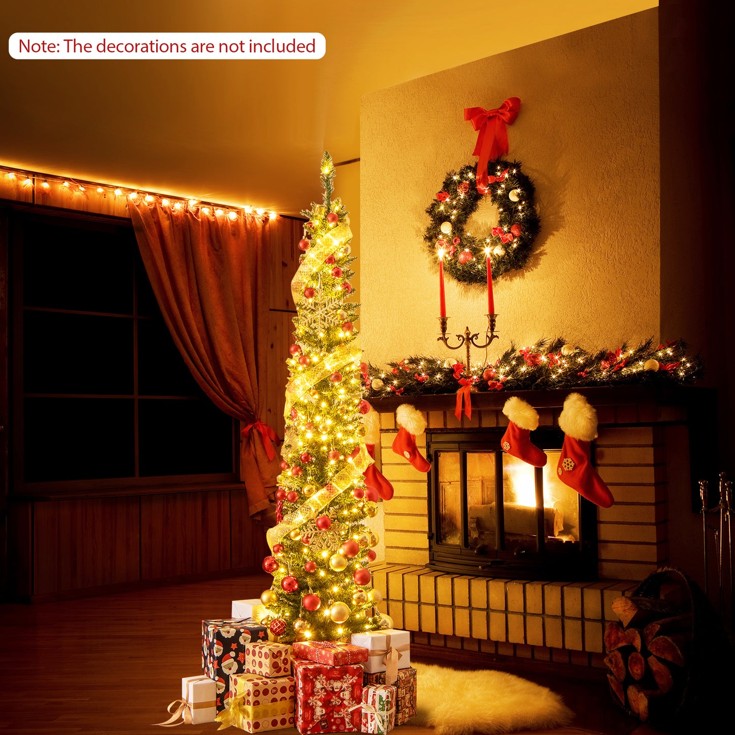 Pre-Lit Christmas Tree with Branch Tips and Warm White LED Lights-5FT