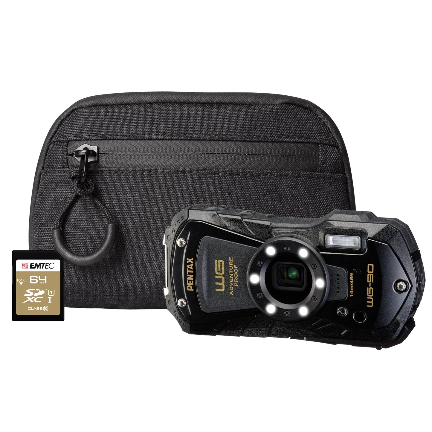 Pentax WG-90 16MP 5x Zoom Tough Compact Camera - Black