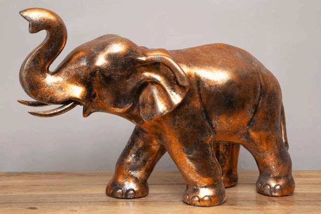 Small Copper Elephant Figurine