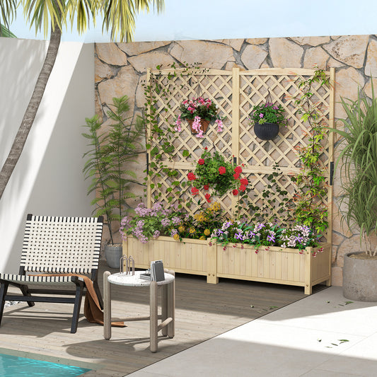Raised Garden Bed with Diamond Shaped Trellis-Natural