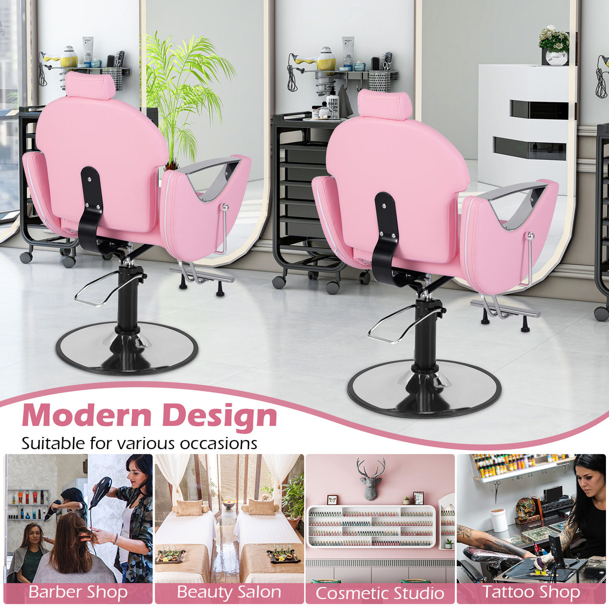 Reclining Salon Chair for Hair Stylist-Black
