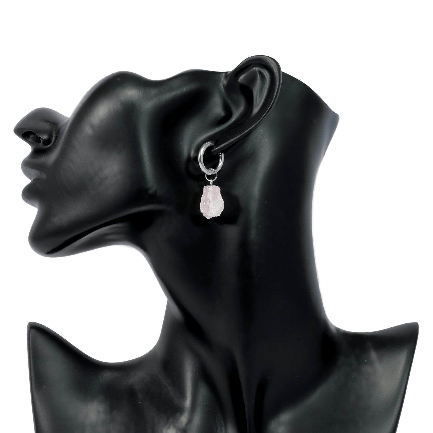 Rose Quartz Huggie Earrings – Love, Softness, Heart Energy