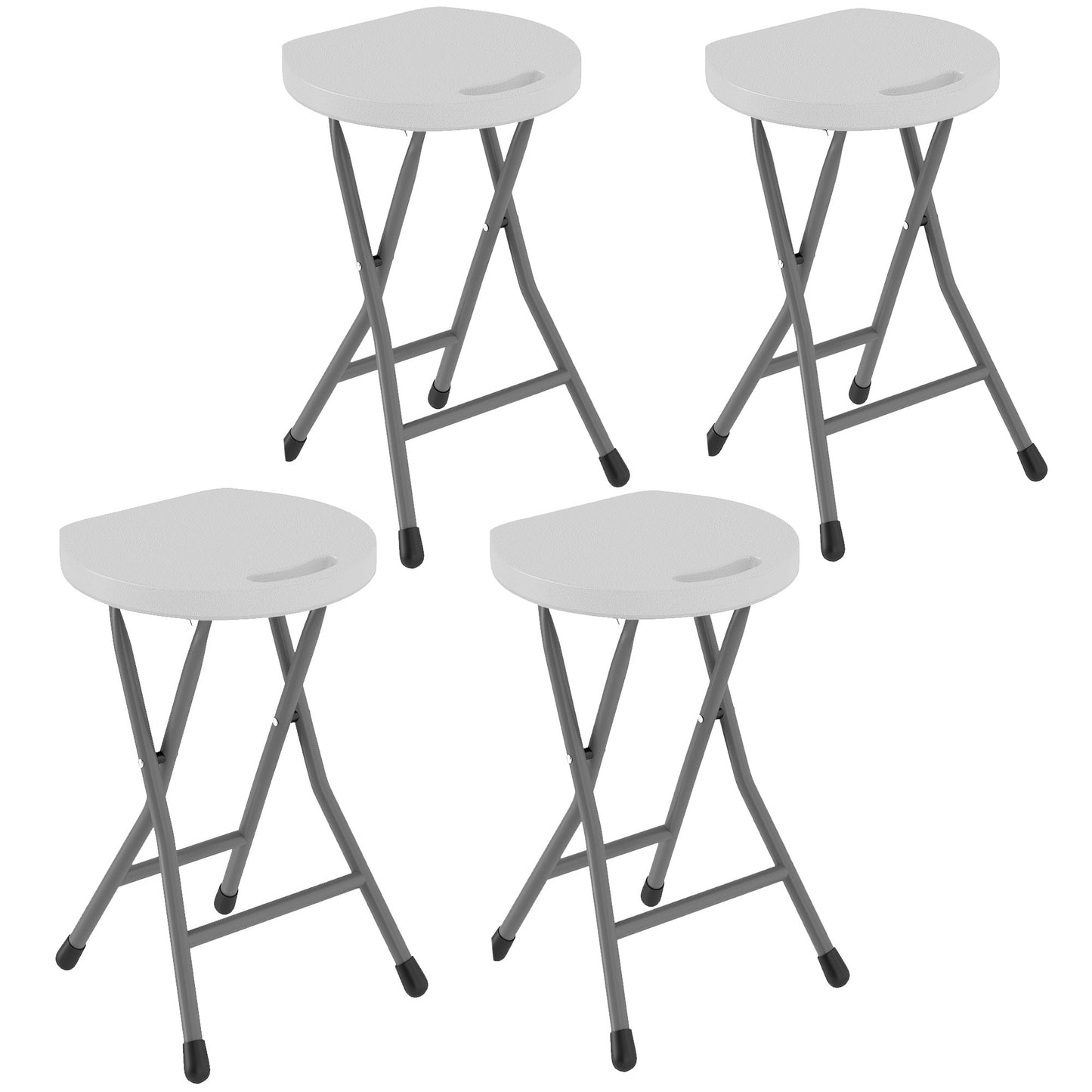 Outsunny Folding Stool Set of 4, Decorative Garden Stool Set
