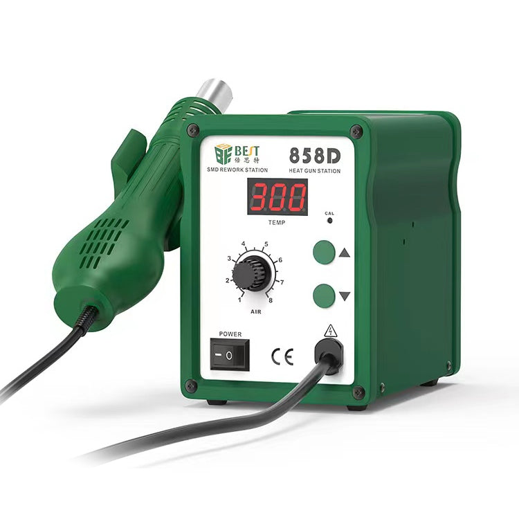 BEST BST-858D+ AC 220V 50Hz 650W LED Displayer Adjustable Temperature Unleaded Hot Air Gun with Helical Wind, BST-858D+ US Plug, BST-858D+ EU Plug