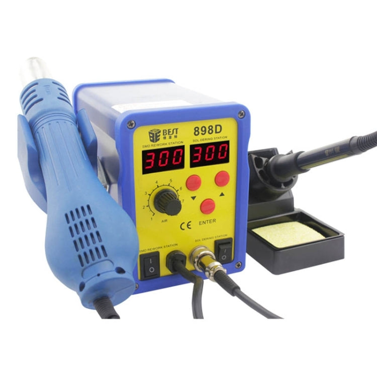 BEST BST-898D 2 in 1 AC 220V 720W LED Displayer Helical Wind Adjustable Temperature Unleaded Hot Air Gun + Solder Station & Soldering Iron, BST-898D US Plug, BST-898D EU Plug