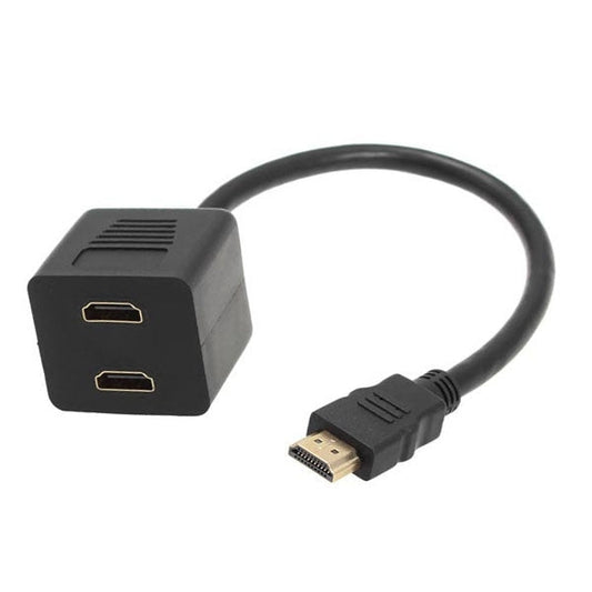 30cm HDMI Splitter Adapter Y Verteiler Stecker mit 2 Kupplung Gel (Gold Plated), 1 in 2 (Gold Plated)