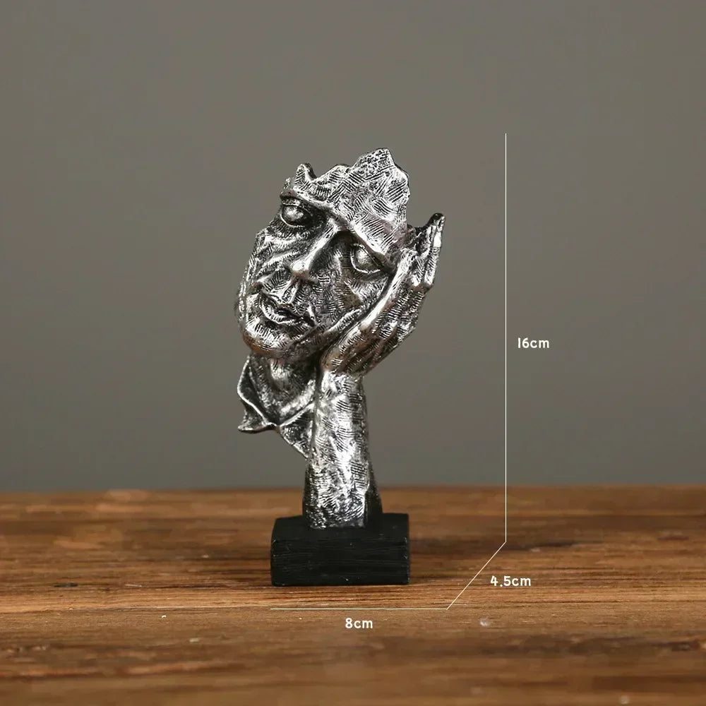 Abstract Resin Face Sculpture – “Silence is Golden”