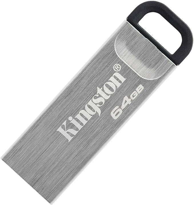 Kingston DataTraveler Kyson USB 3.2 Gen 1 Flash Drive 64GB - Stylish Capless Metal Case