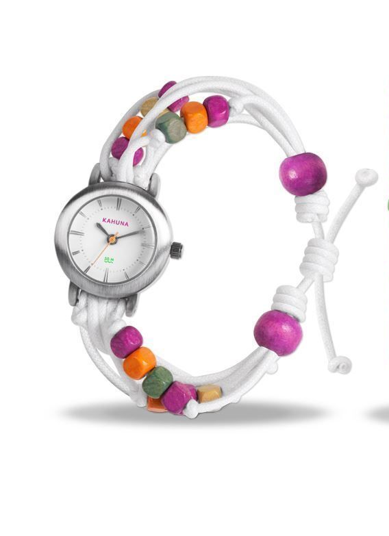 Kahuna Ladies White dial with Colour Fabric Strap Friendship Watch KLF-0015LSTK - CLEARANCE NEEDS RE-BATTERY