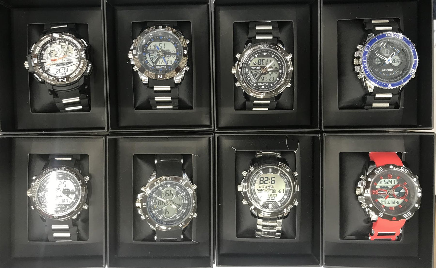 QUAMER DIGITAL/ANALOGUE DUAL TIME GENTS WATCH Assorted designs and colours