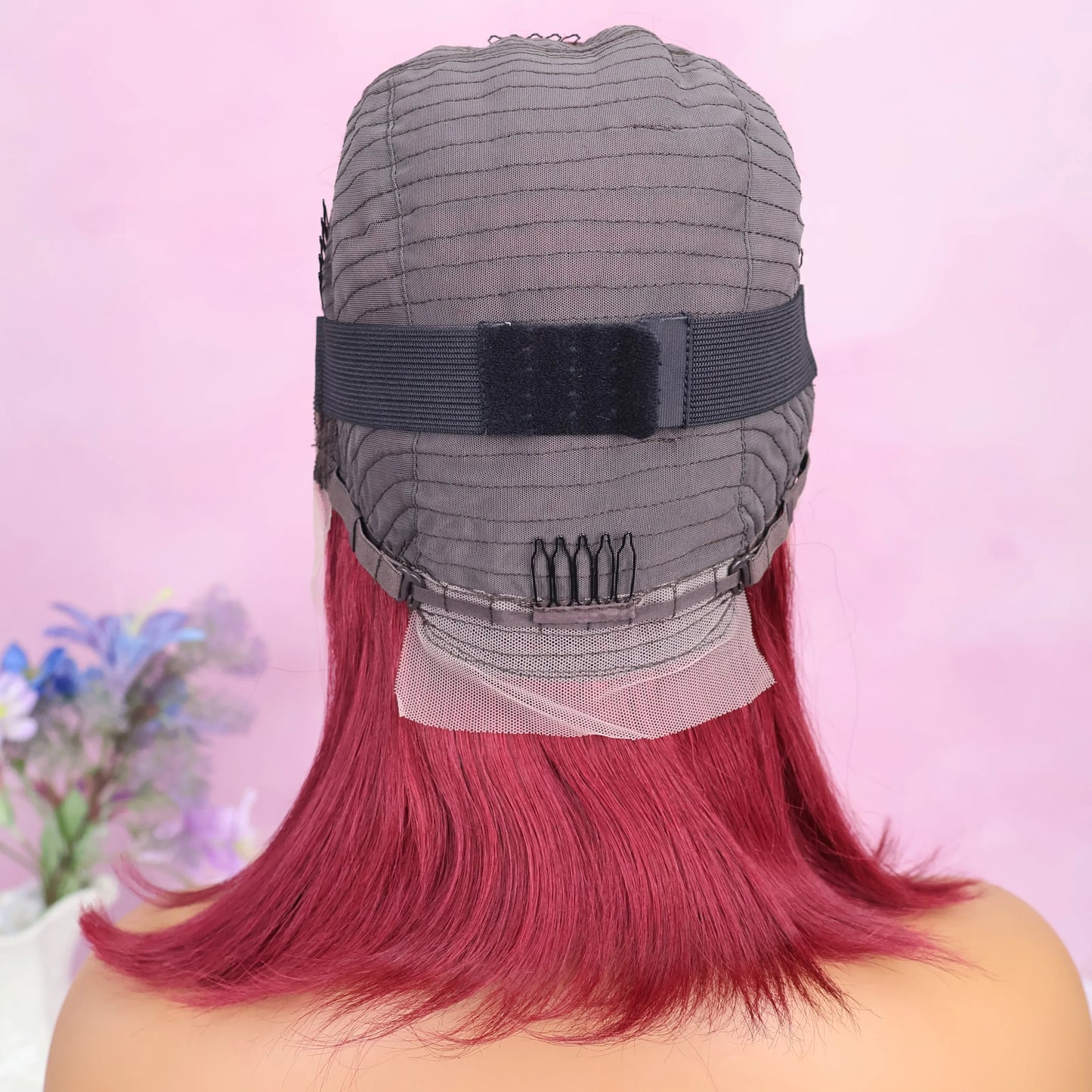 99J Burgundy 13x4 Bob Straight Pre Plucked Human Hair Wigs Short Brazilian Human Hair Wigs Transparent Lace Human Hair Wig