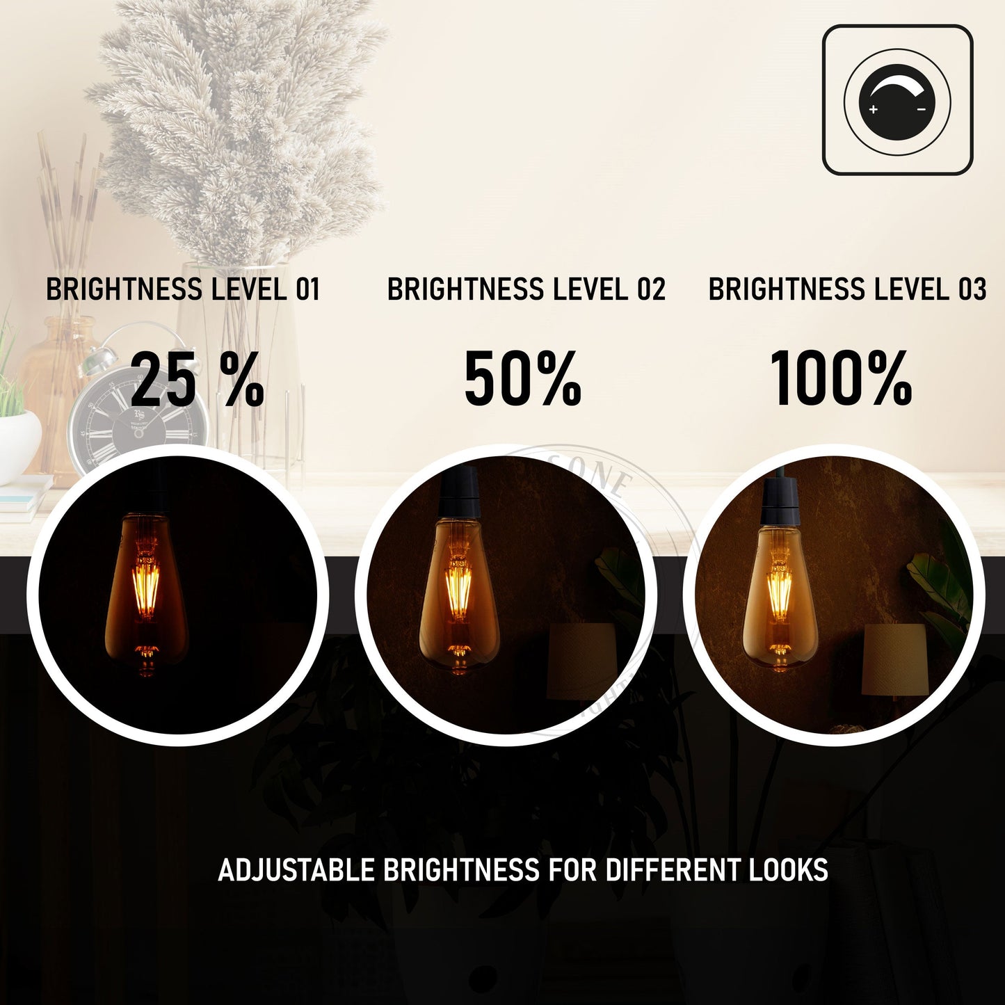 3Pack E27 LED Edison Dimmable Vintage Amber Glass Warm white 2700K Light Bulb
