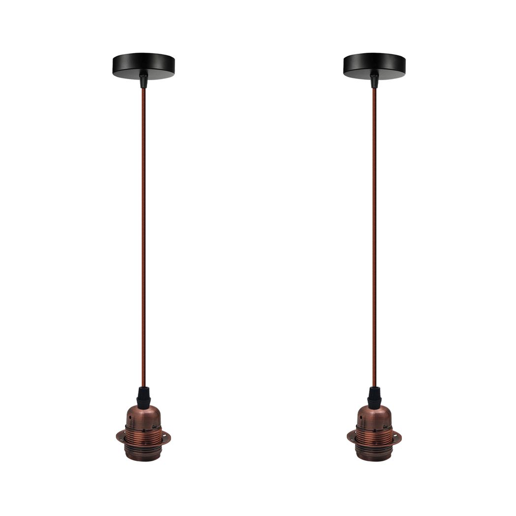 2 Pack Vintage Industrial Pendant Light,lampshade E27 UK Holder Fitting Set