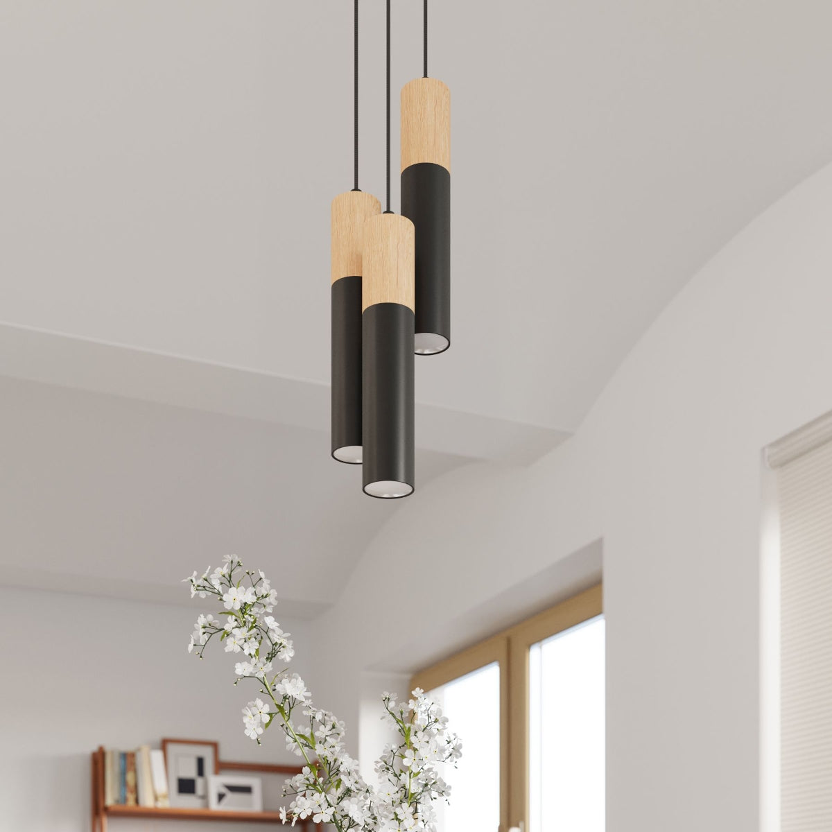 Ceiling lamp steel, wood Pablo modern Design GU10