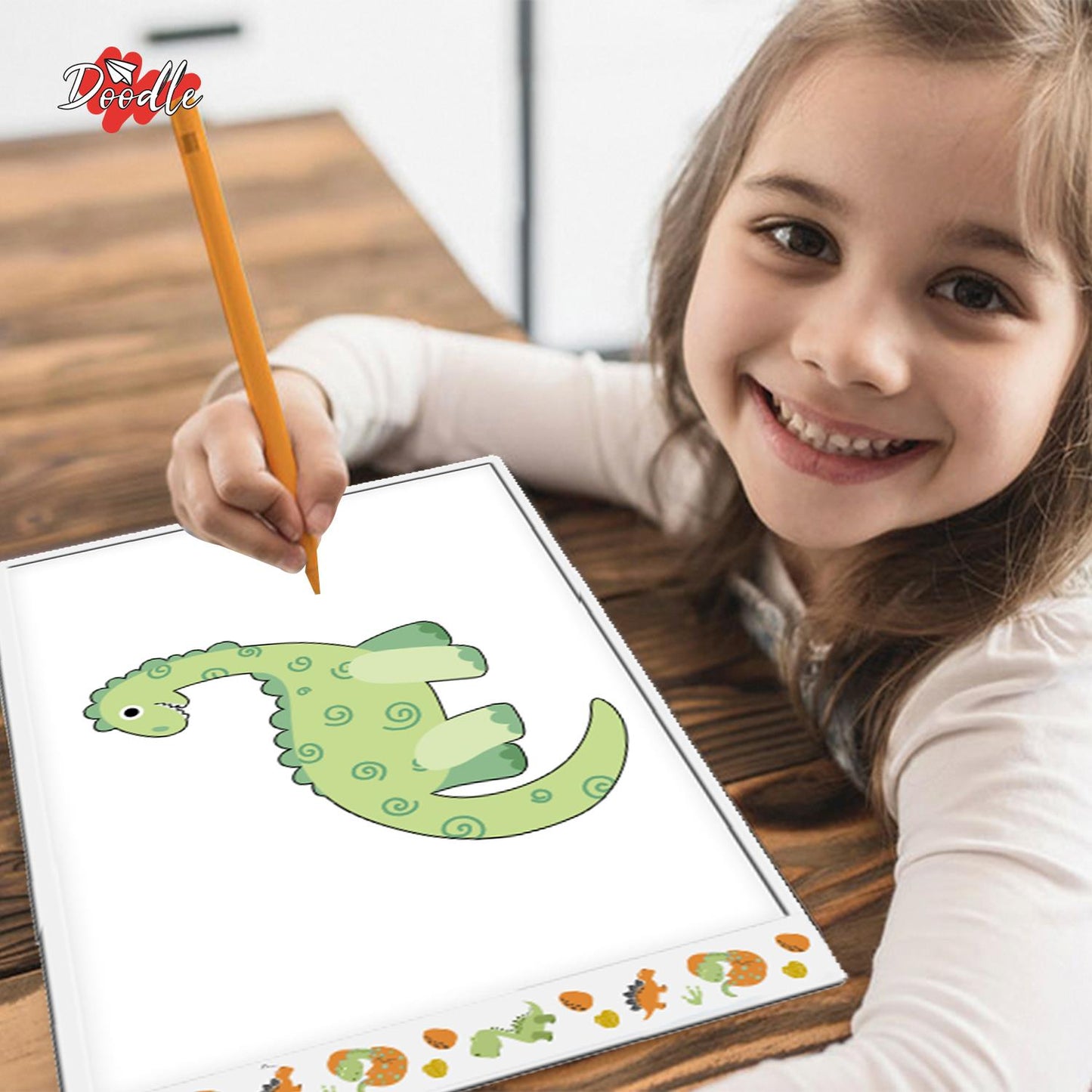 Doodle A4 Ultra-Thin Portable LED Tracing Pad with USB Cable, Dinosaur