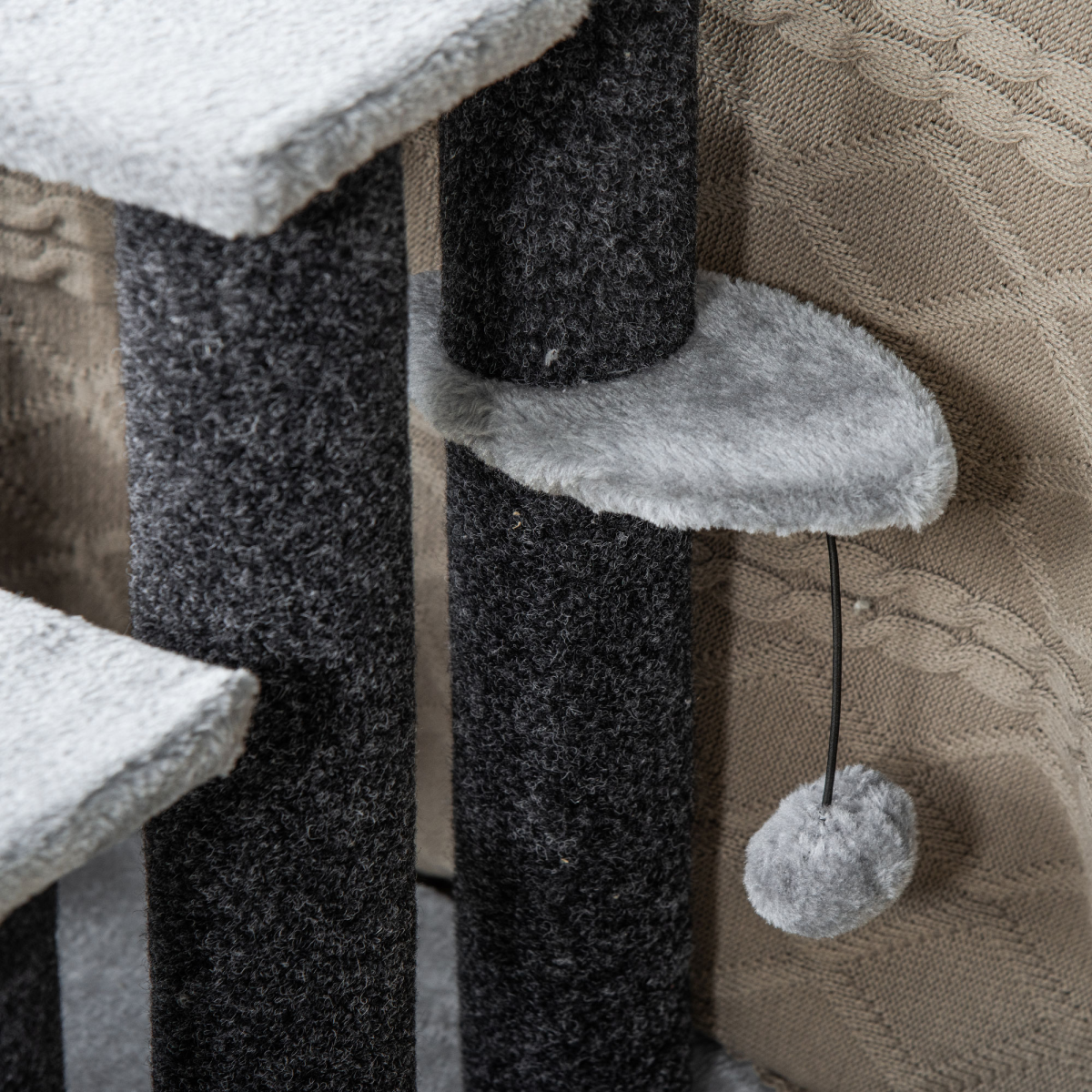 PawHut Pet Stairs with 3-step Stair, Scratching Posts, Platforms, Toy Ball