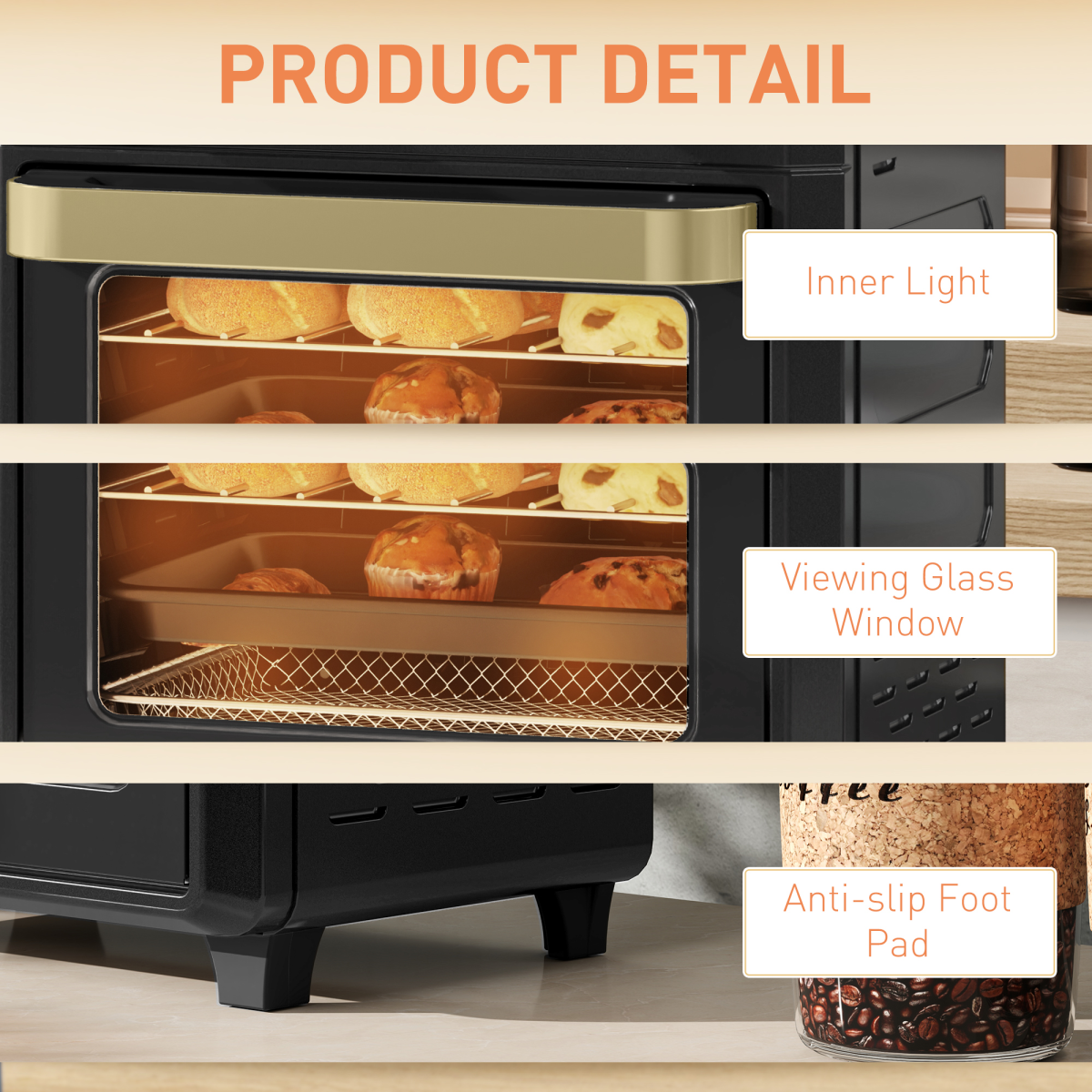 HOMCOM 10L Air Fryer Oven, Electric Oven, Grill, Roast, Bake, 1000W