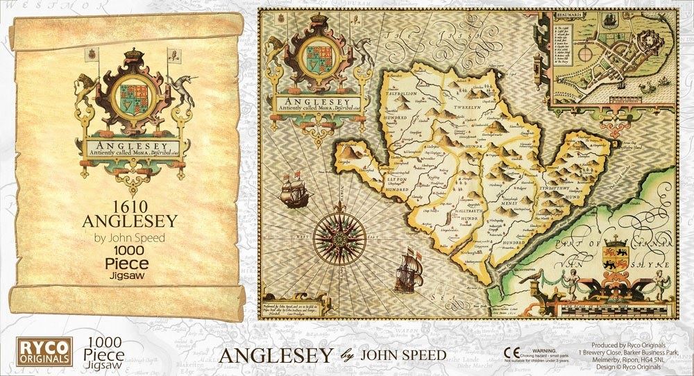 Anglesey Historical Map 1000 Piece Jigsaw Puzzle (1610)