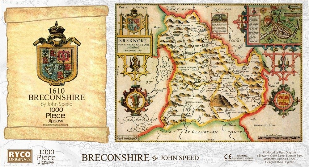 Breconshire Historical Map 1000 Piece Jigsaw Puzzle (1610)