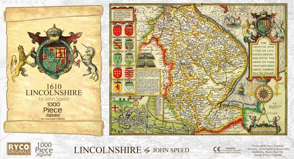 Lincolnshire Historical Map 1000 Piece Jigsaw Puzzle (1610)