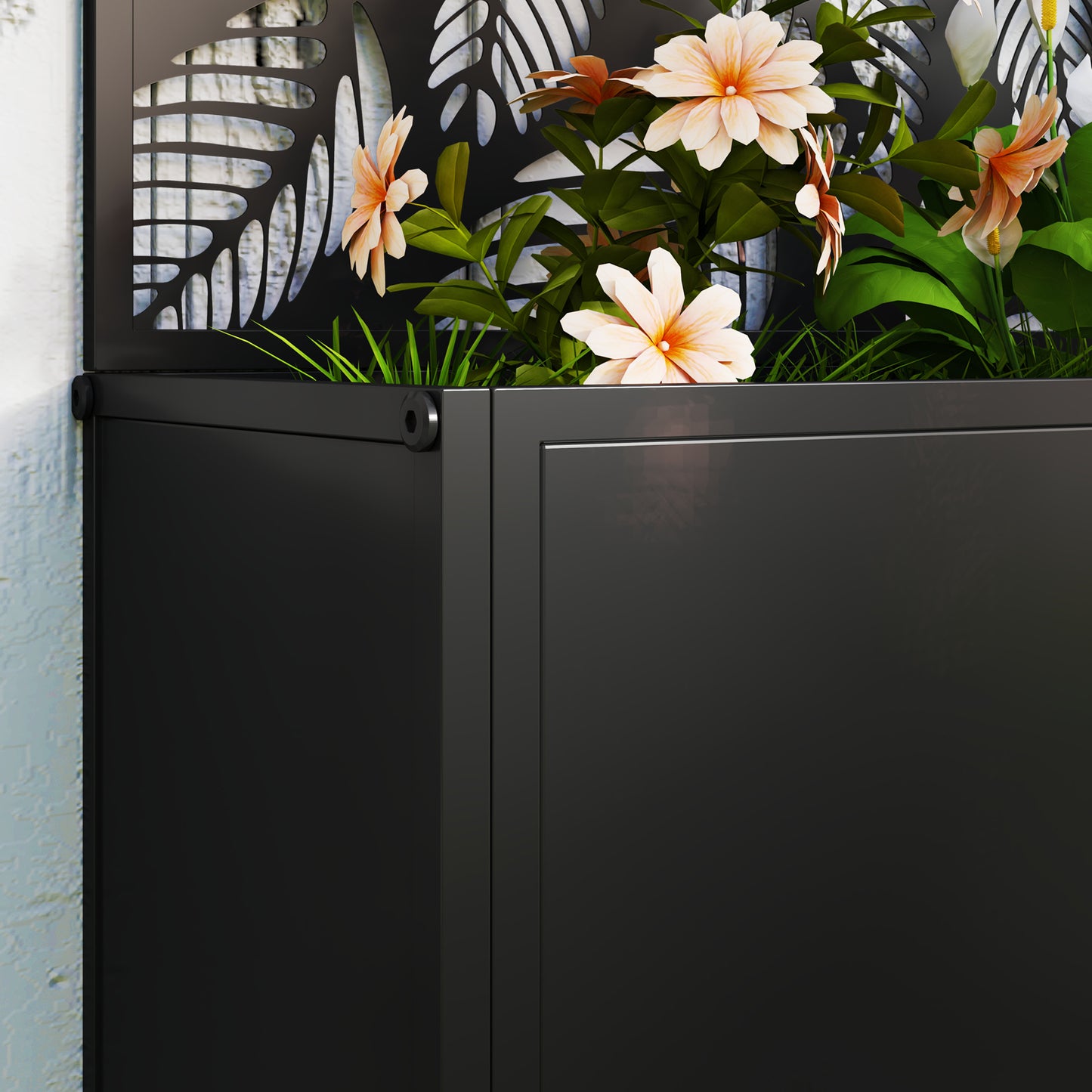 Outsunny Metal Raised Garden Bed with Trellis, Outdoor Elevated Planter Box