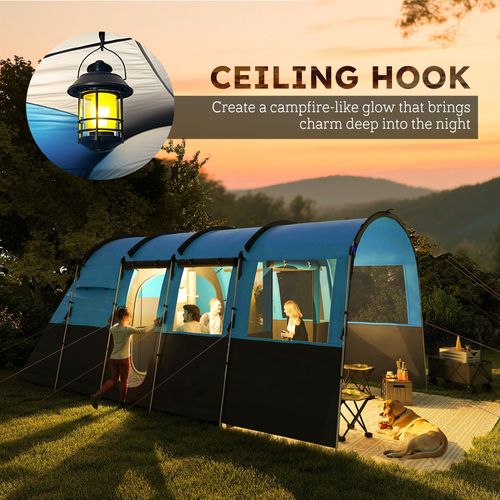 Outsunny 8-Person Camping Tent Tunnel Design with 4 Large Windows