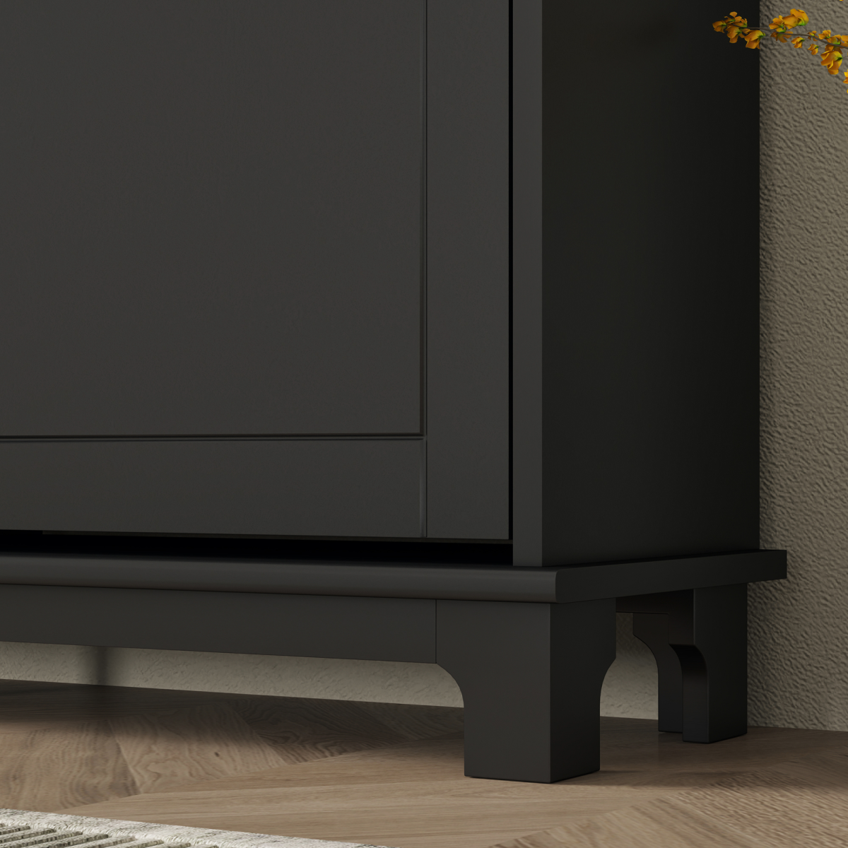 HOMCOM Narrow Shoe Cabinet with 4 Flip Drawers Adjustable Shelves, Black