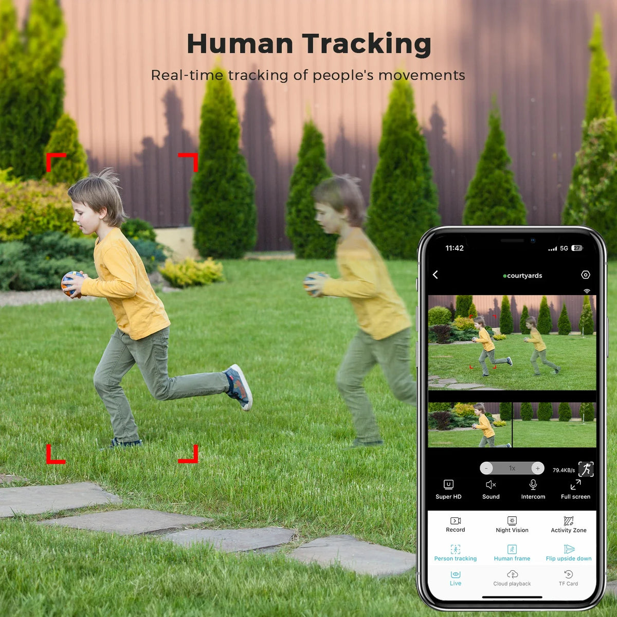 Camera Outdoor Auto Tracking Multi Screens 5X Digital Zoom PTZ Security Protection