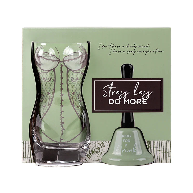 BespritGift Creative Glass Beer Mug 400ml Hand Bell Novelty Gift Set Humor Relax Design for Men & Beer Lovers Unique Drinkware