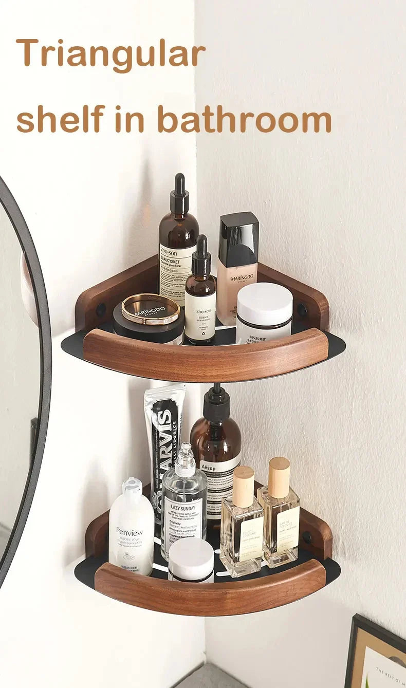Modern Wooden Bathroom Wall Storage Rack