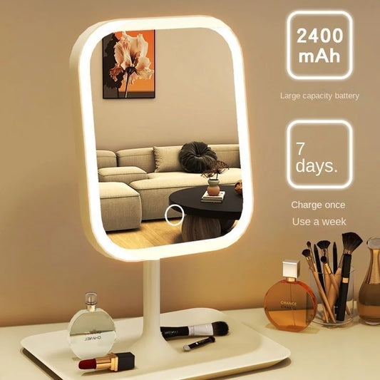 Modern LED Makeup Mirror – 3-Color Light Touch Vanity Mirror with Adjustable Brightness