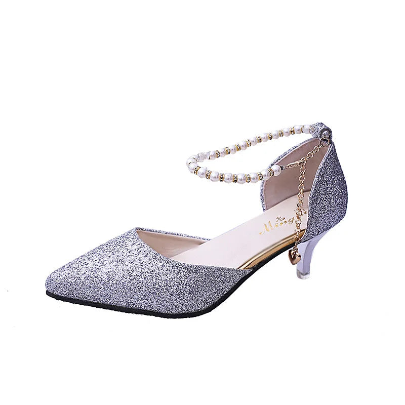Trend Pointed Toe Wedding Bride High Heels Shoes Female Party Mules Elegant Women Pumps Designer Shoes Sexy Dress Shoes