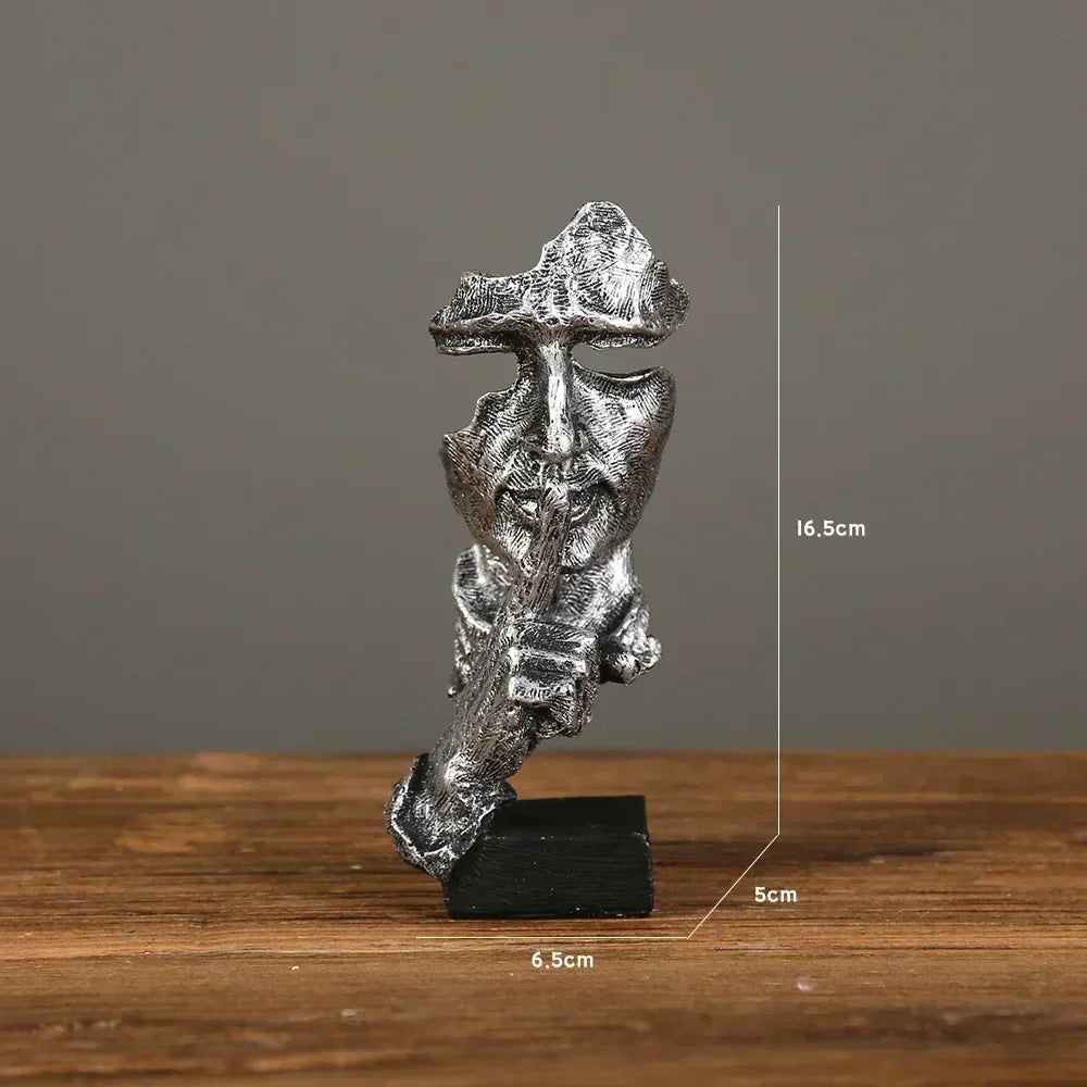 Abstract Resin Face Sculpture – “Silence is Golden”