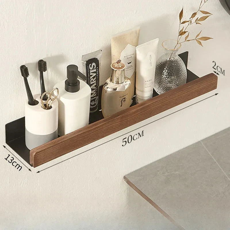 Modern Wooden Bathroom Wall Storage Rack