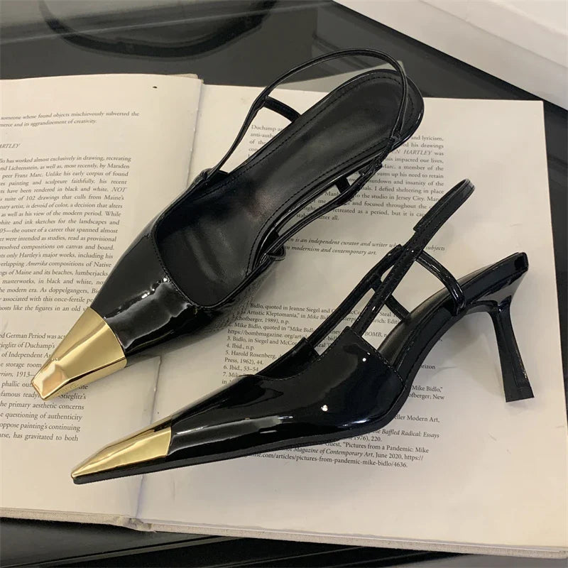 Eilyken Street Style Pointed Toe Women Pumps Fashion Slingbacks Thin High Heels Elegant Stripper Prom Ladies Sandals Shoes