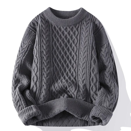 Multi Colour Vintage O Neck Solid Colour Men's Knitted Pullovers Loose Sweaters