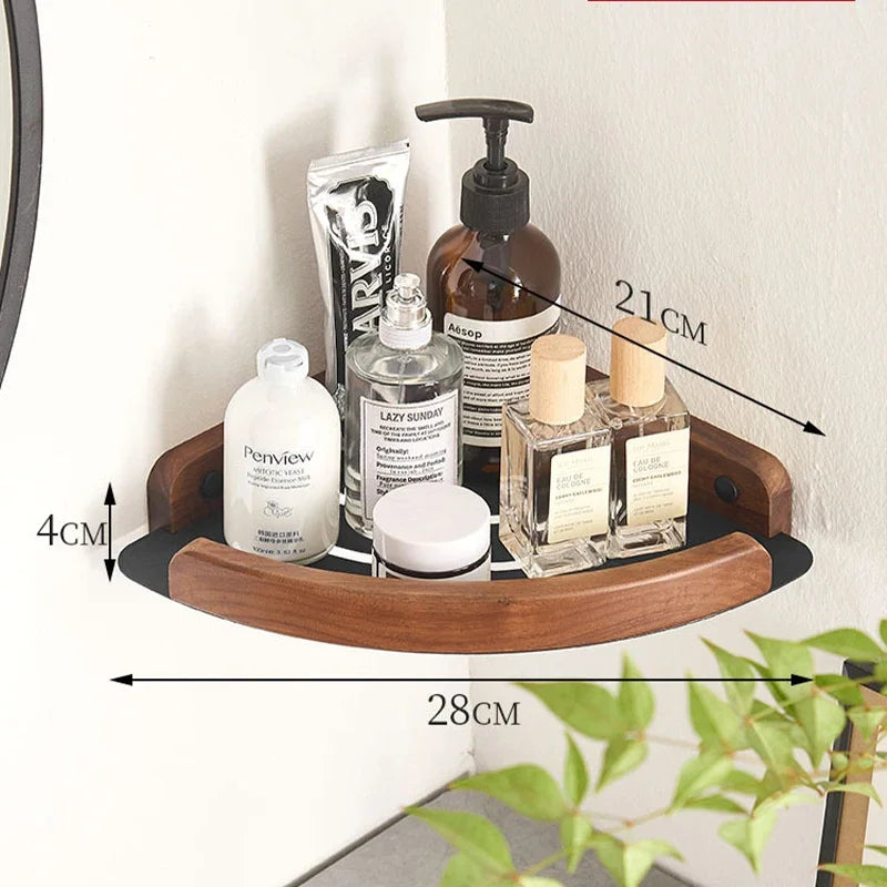 Modern Wooden Bathroom Wall Storage Rack