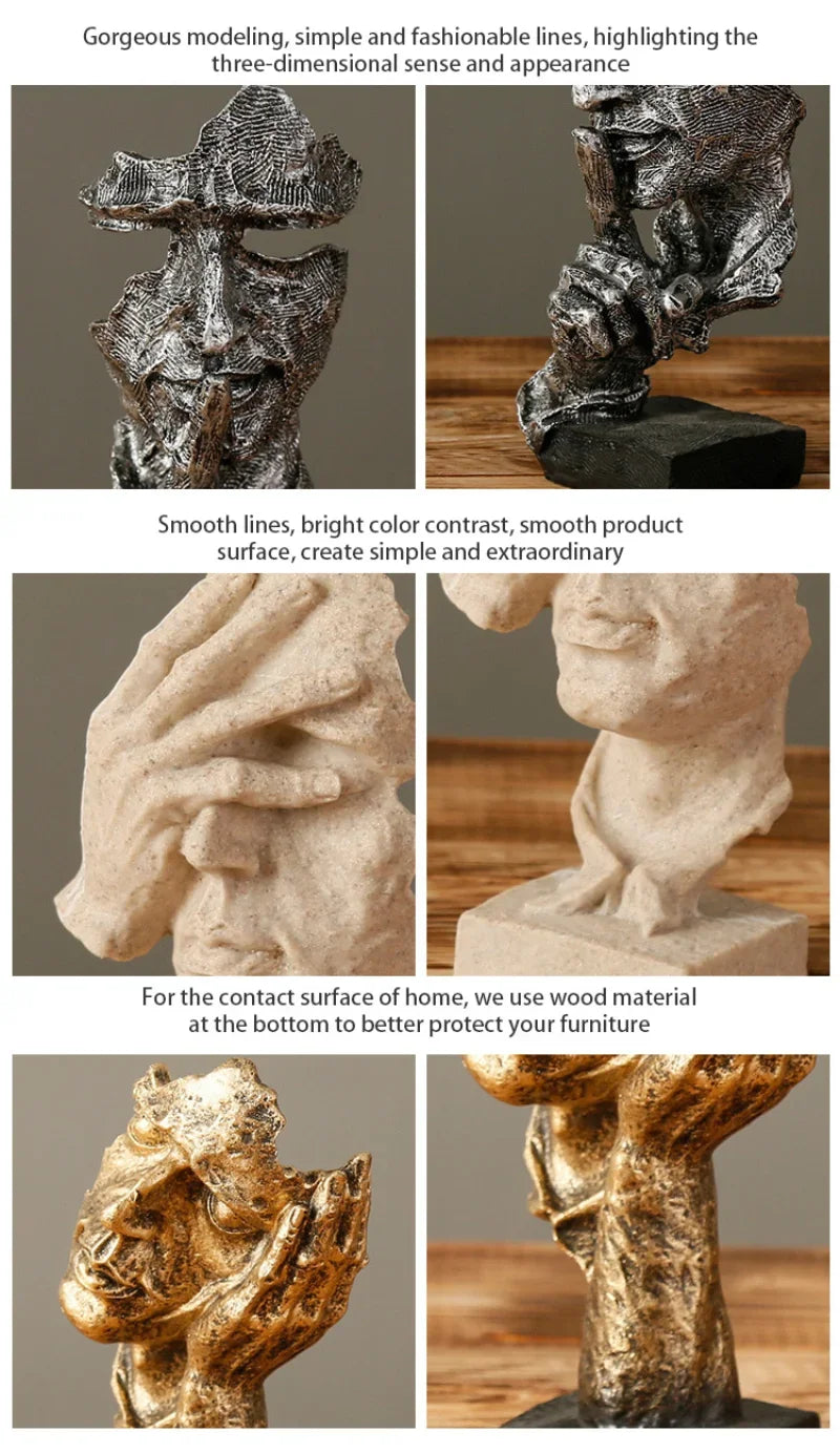 Abstract Resin Face Sculpture – “Silence is Golden”