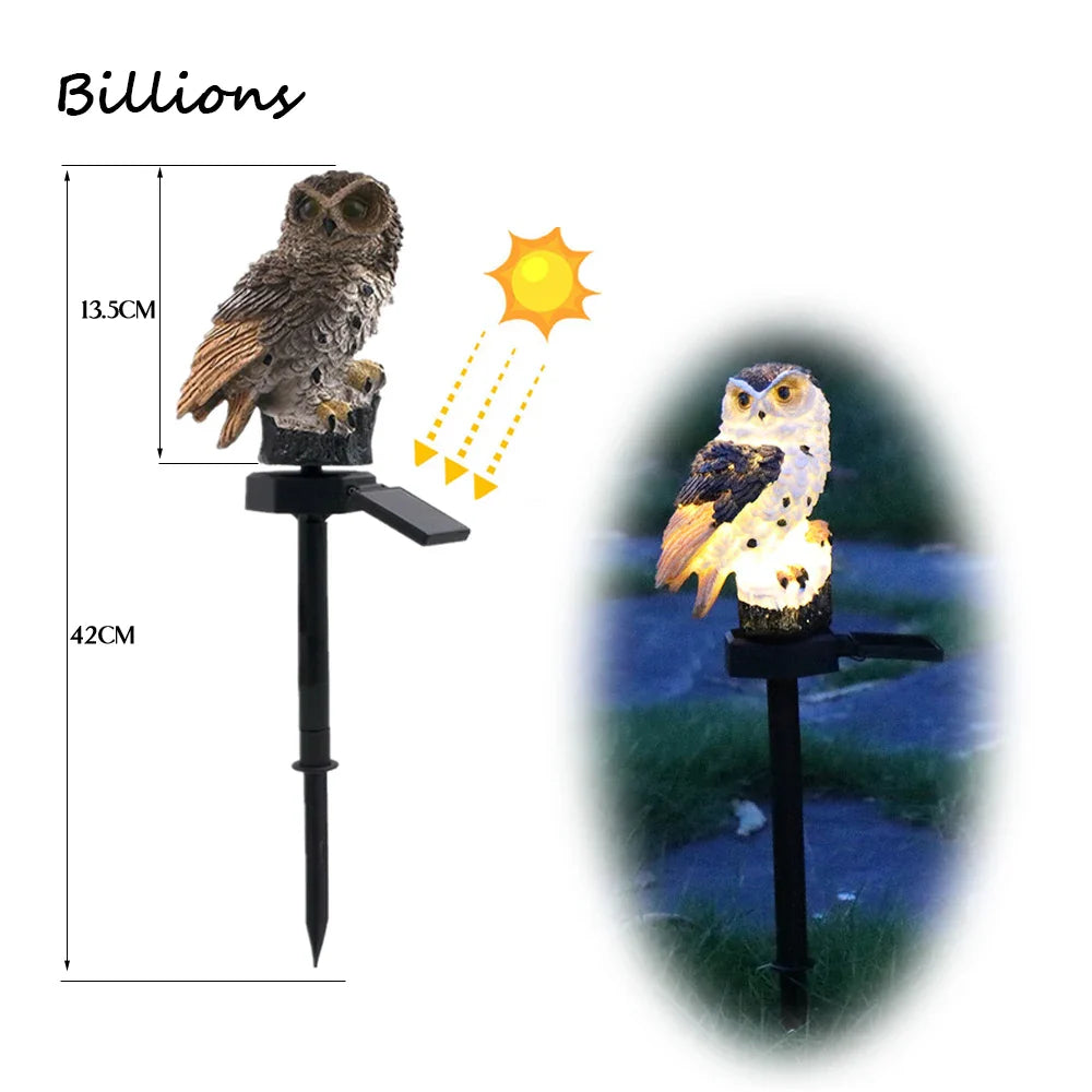 Solar Powered LED Owl Animal Home Artificial Flowers Garden Lights Waterproof