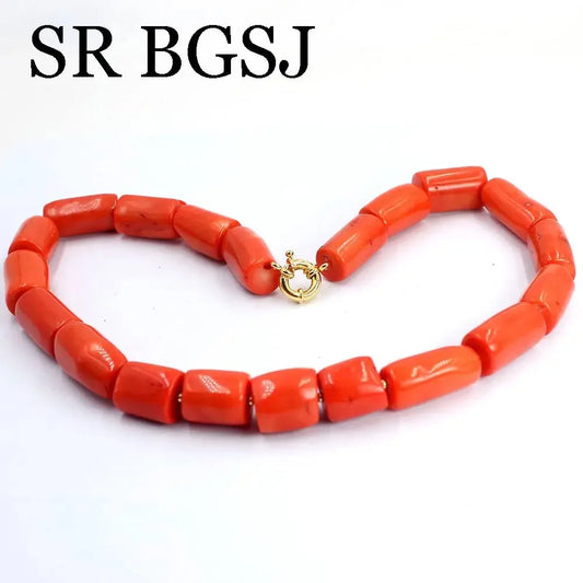 12-14mm Copper Beads Women Jewelry Trendy Chokers Orange Coral Necklace 18inch