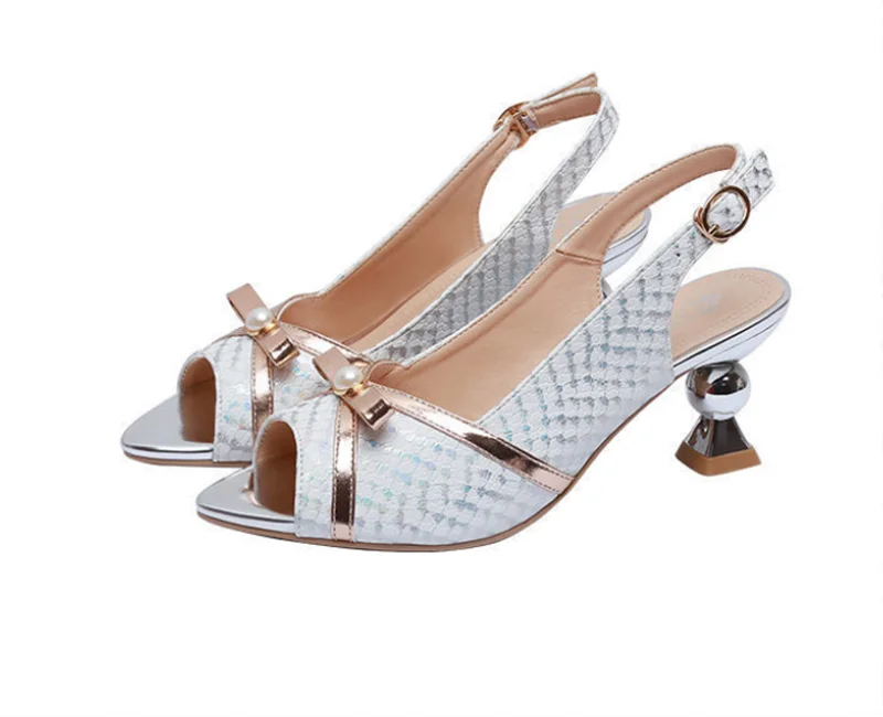 High Heels Women's Sandals Soft Leather Fish Mouth Shoes Summer New Ladies Shoes Fashion Women Sandal Bow hollow Female Shoe
