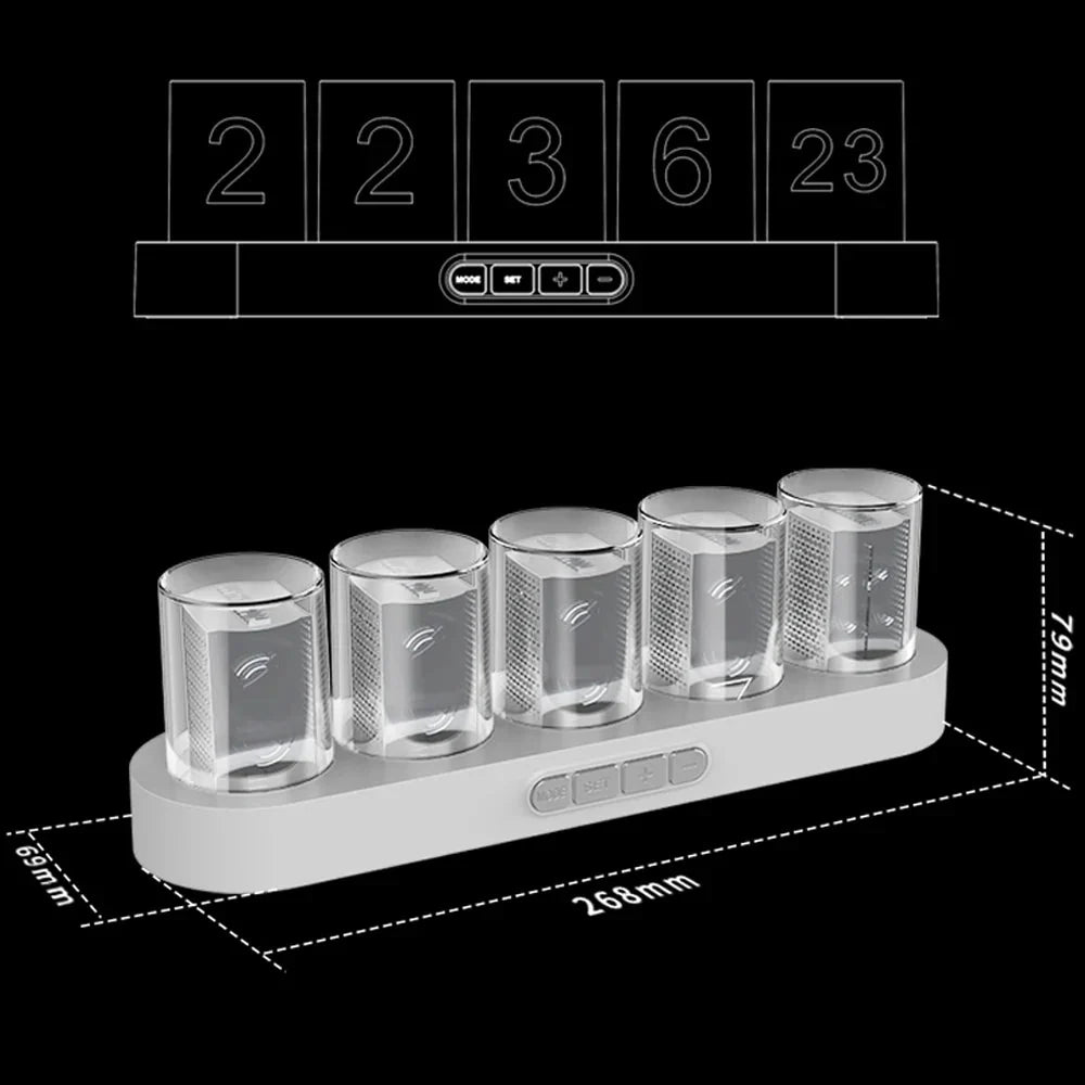 Digital Tube Clock with RGB LED Glows