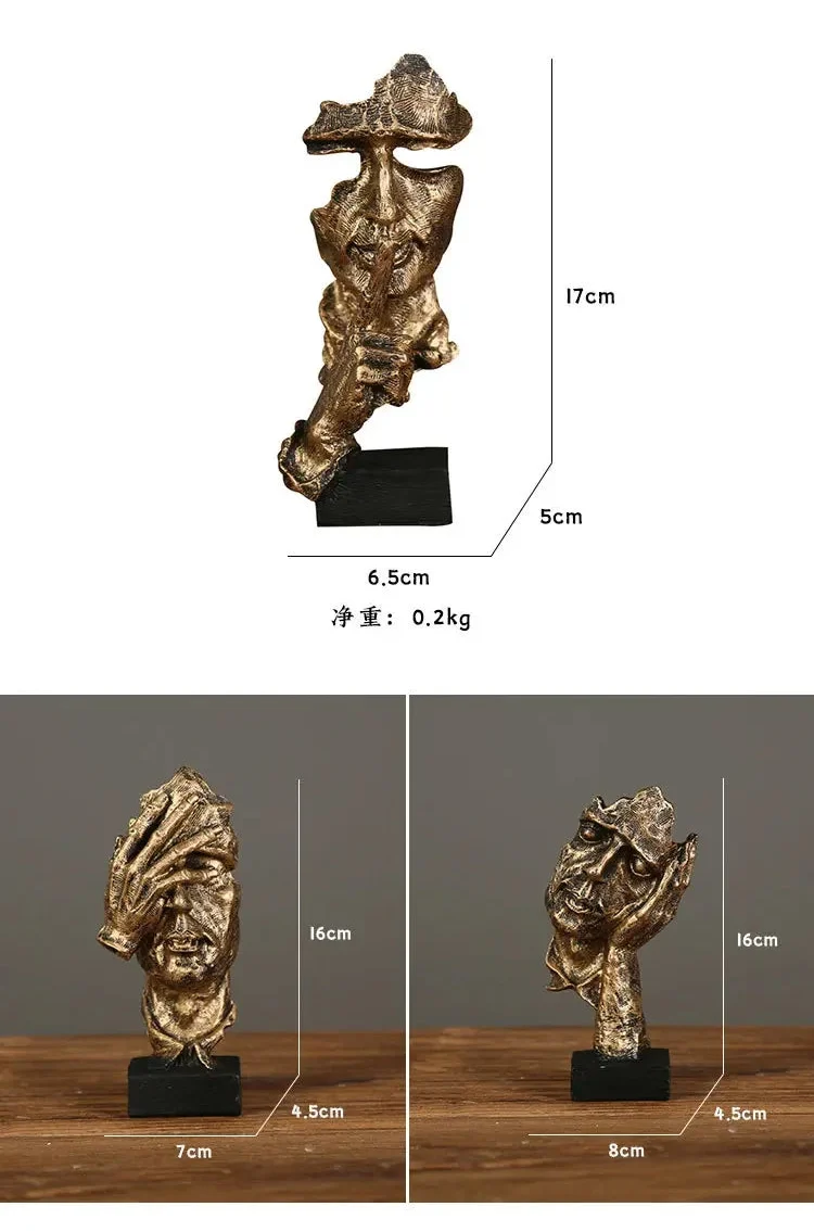 Abstract Resin Face Sculpture – “Silence is Golden”