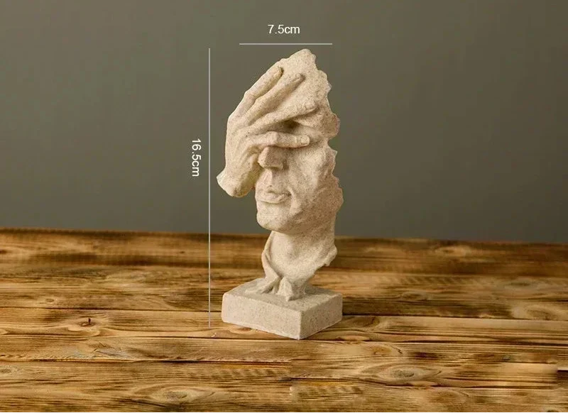 Abstract Resin Face Sculpture – “Silence is Golden”